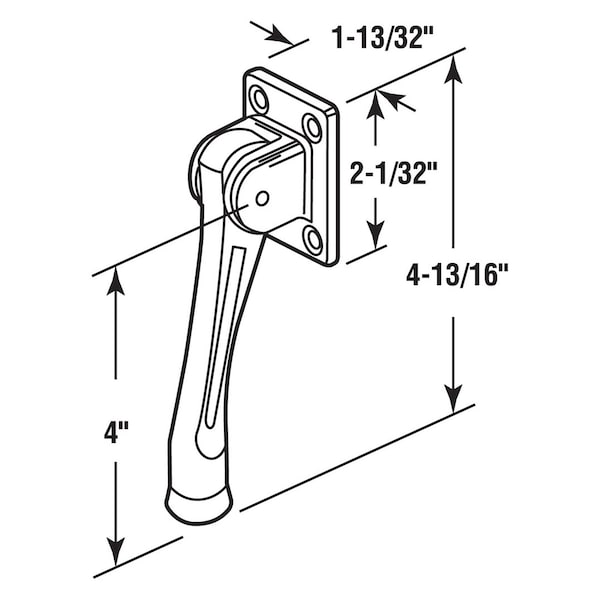 Door Holder, 4 In. Reach, Heavy Duty Diecast, Chrome Plated, Black Rubber Foot